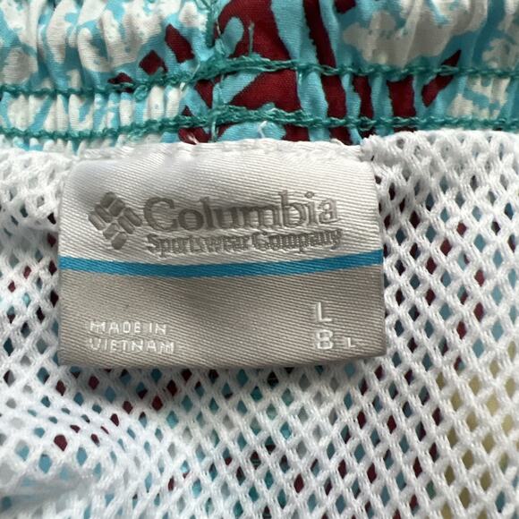Columbia PFG Swim Trunks Mens Large Light Blue Omni-Shade Mesh Brief Hawaiian - Picture 3 of 12
